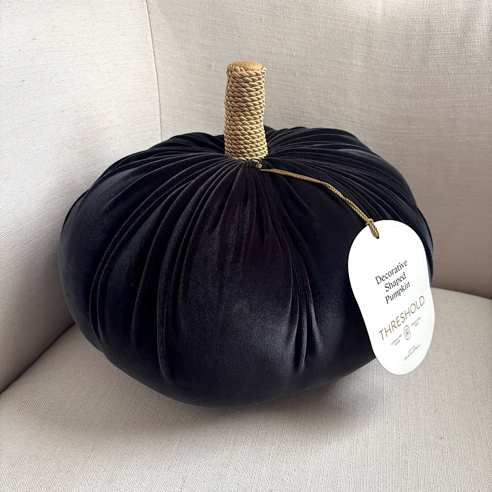 Threshold Decorative Shaped Black Velvet Pumpkin Pillow